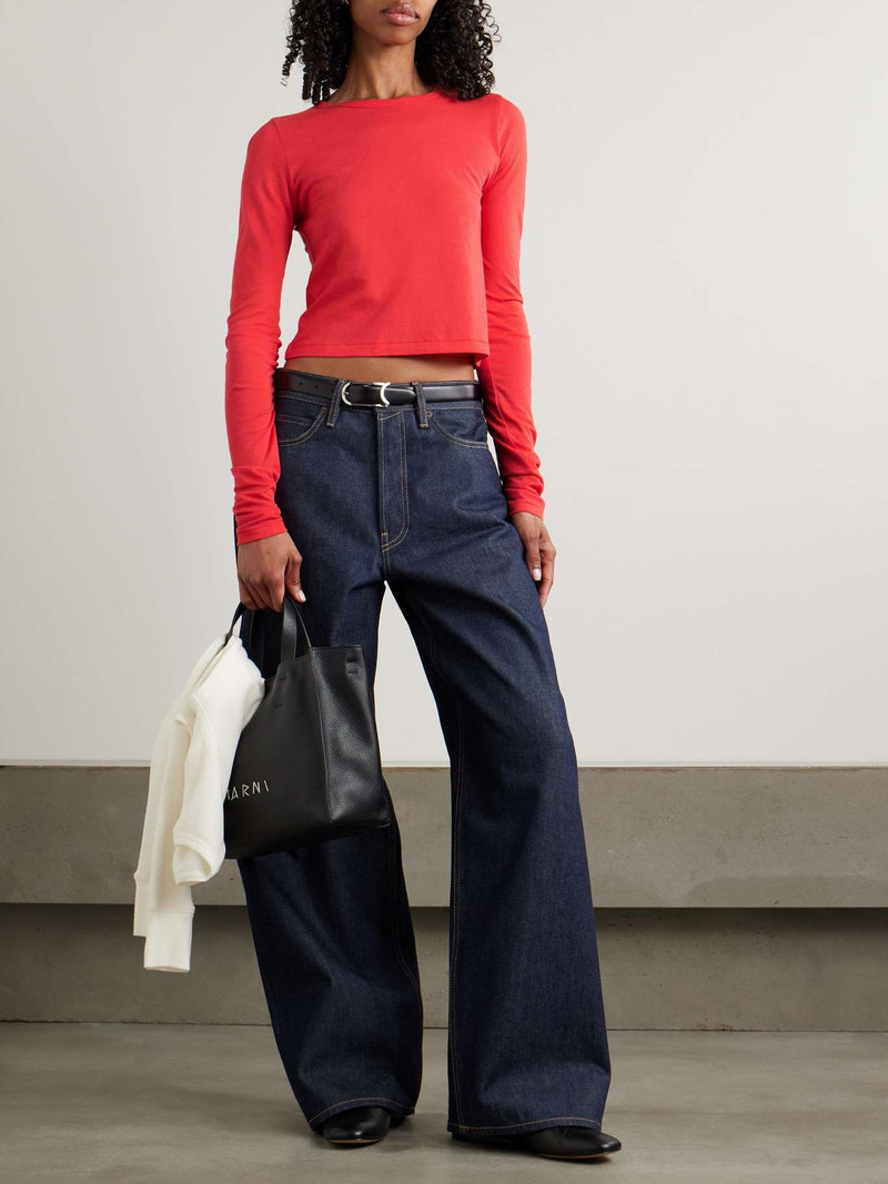 ÉTERNE Long Sleeve Baby Tee cotton and modal-blend jersey T-shirt Red outlook