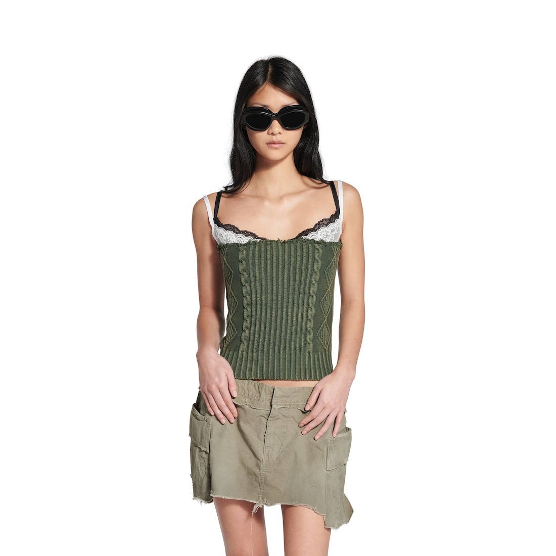 Women's Patched Tank Top in Green - 5