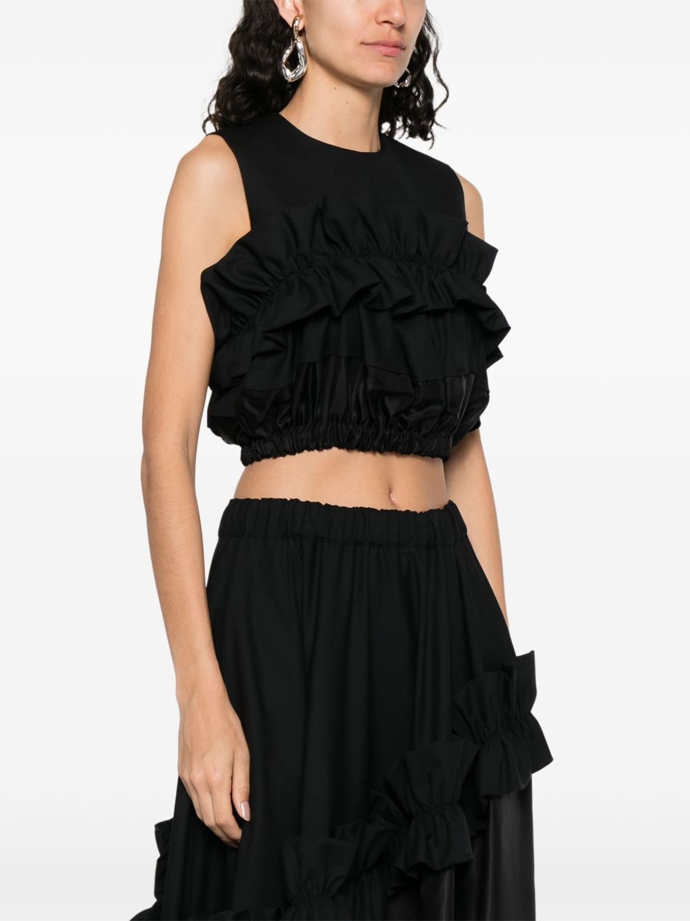 ruffle-detail crop top - 3