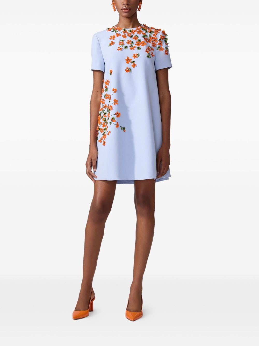 floral-appliqué mini dress - 2