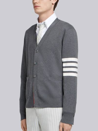 Thom Browne Medium Greymilano Stitch Cotton 4-bar V-neck Cardigan outlook