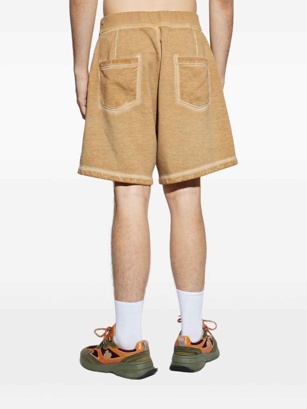 drawstring cotton track shorts - 4