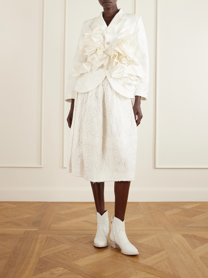 Comme Des Garçons Frayed Ruffled Brocade Jacket outlook