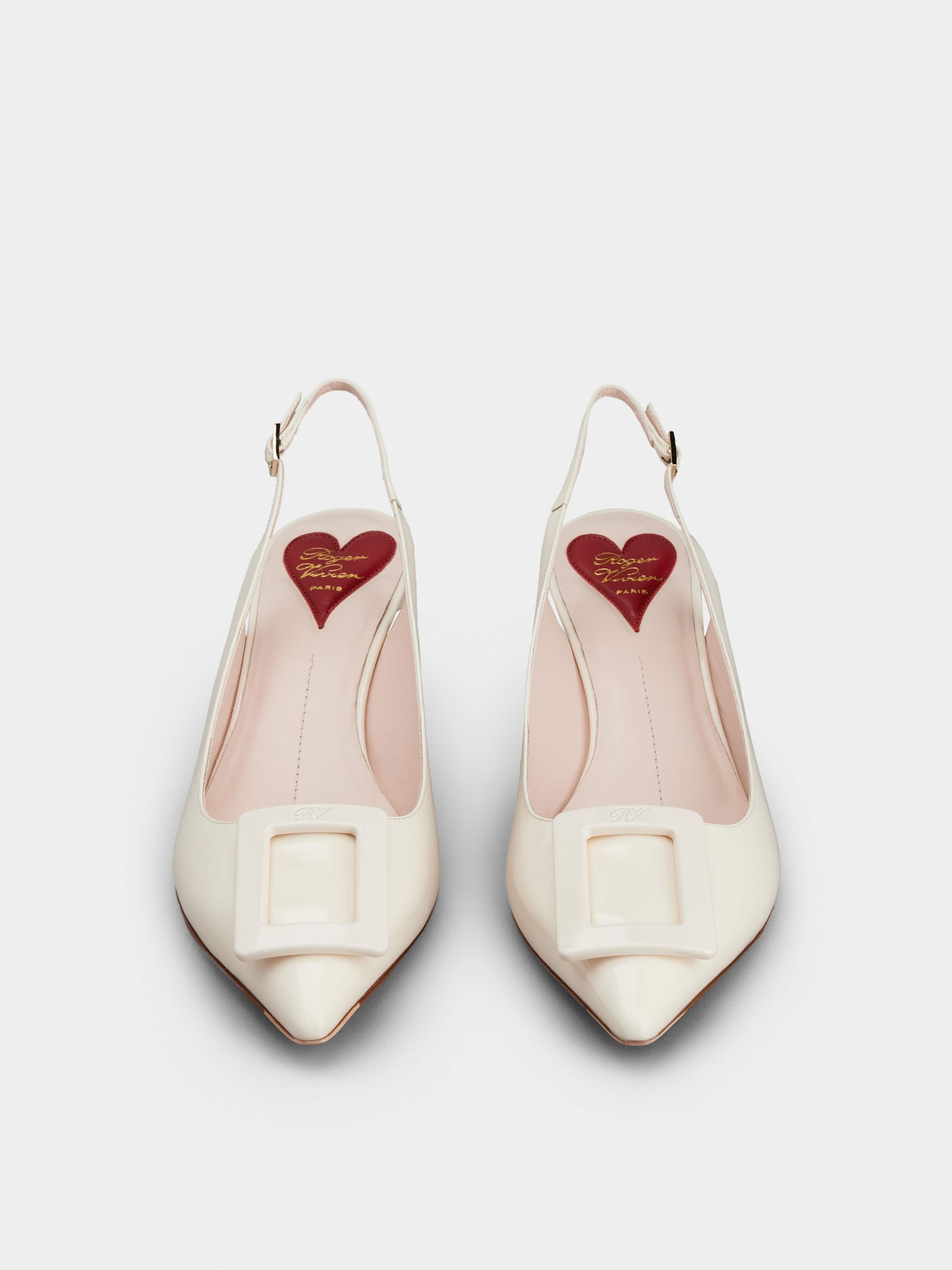 Virgule Lacquered Buckle Slingback Pumps in Patent Leather - 7