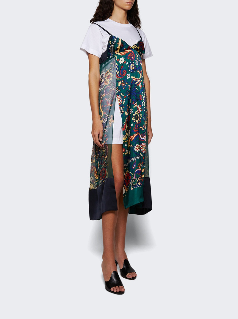 sacai Floral Print Dress White And Green outlook