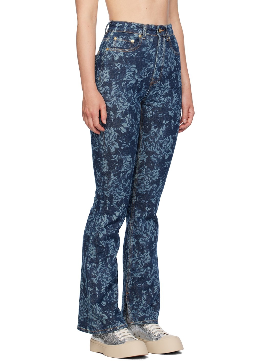 Blue Lazer Bootcut Slit Iry Jeans - 2