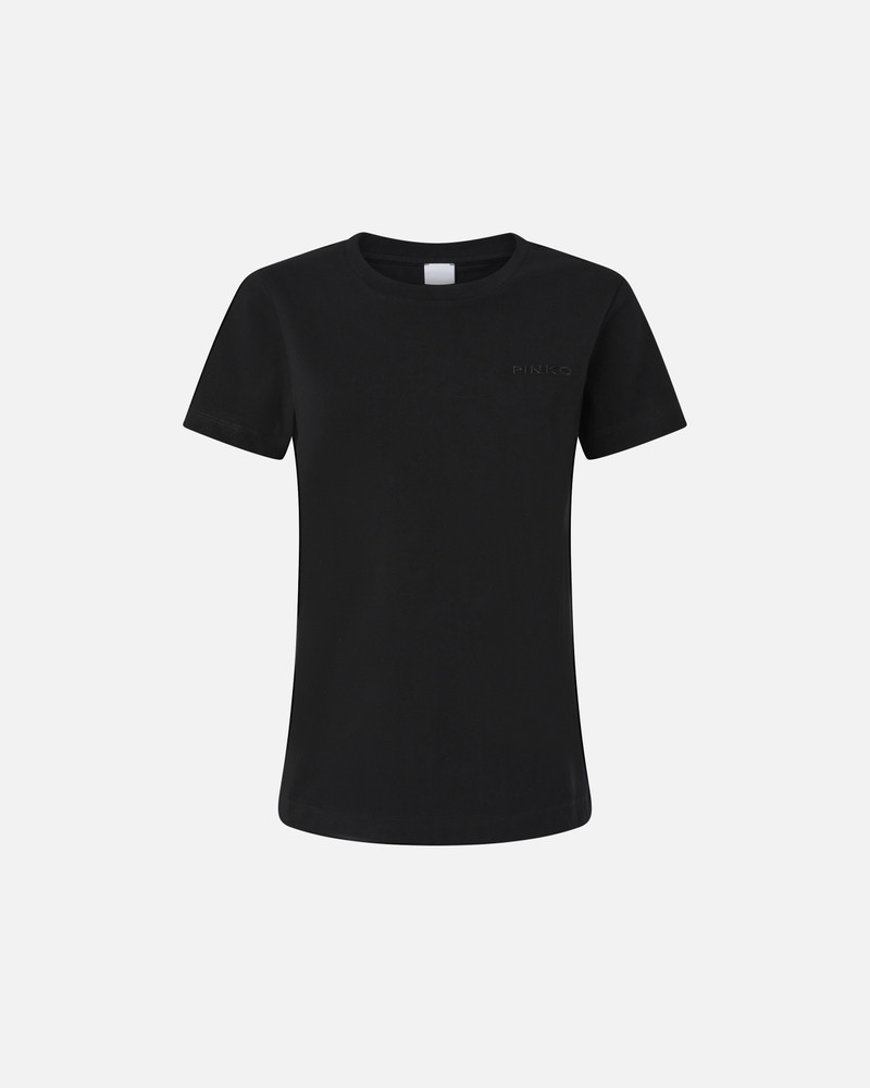 HALF-SLEEVED T-SHIRT WITH PINKO LOGO EMBROIDERY - 1