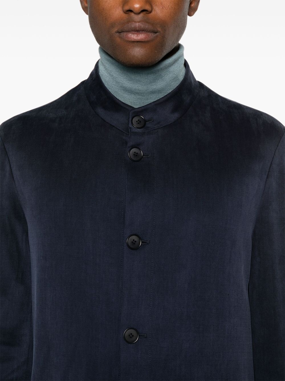 single-breasted band-collar blazer - 5