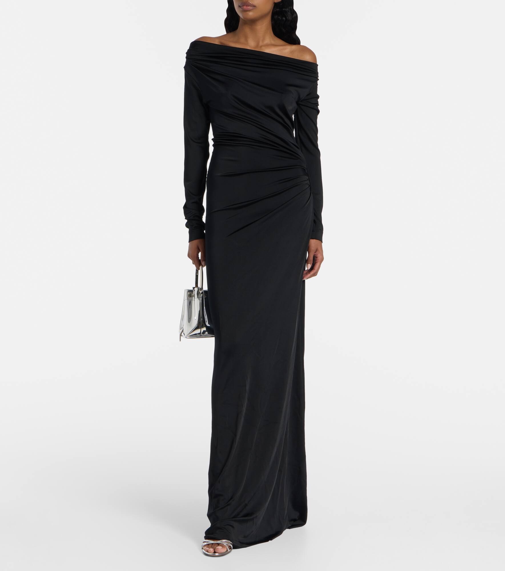 Draped off-shoulder gown - 2