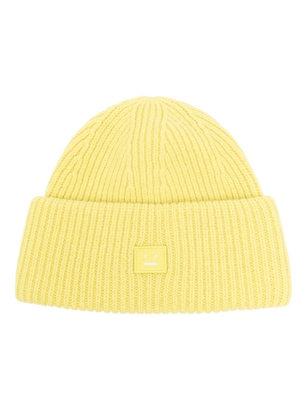 face-patch wool beanie - 1