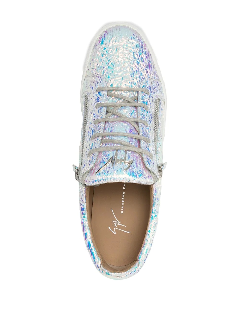 low top holographic effect sneakers - 4