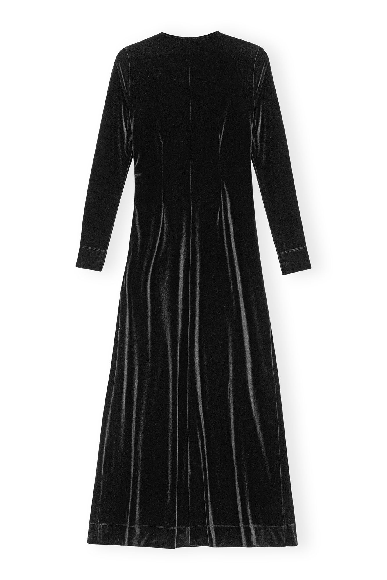 BLACK VELVET JERSEY TWIST LONG DRESS - 1