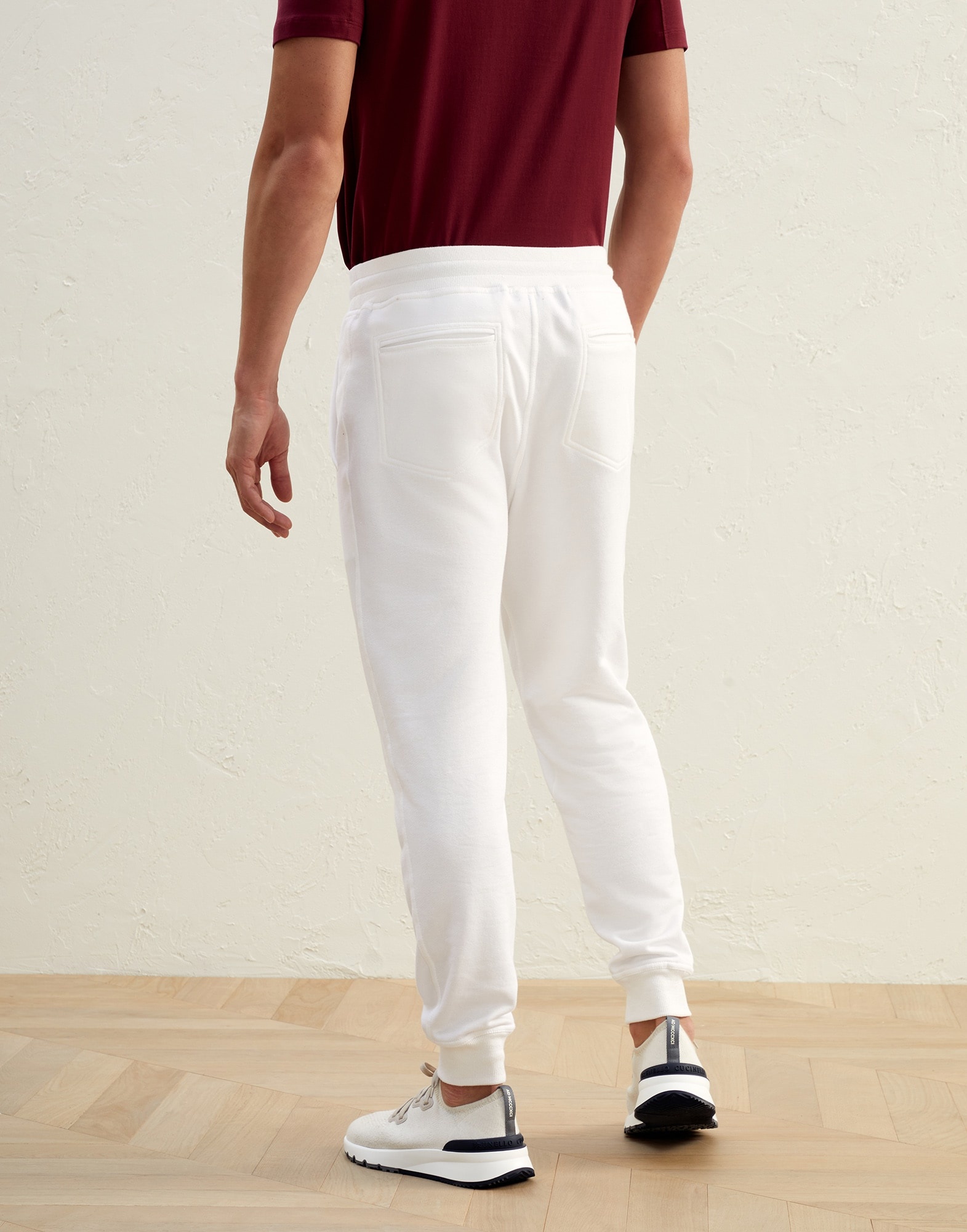 Cotton and linen French terry trousers with elasticated cuffs - 2
