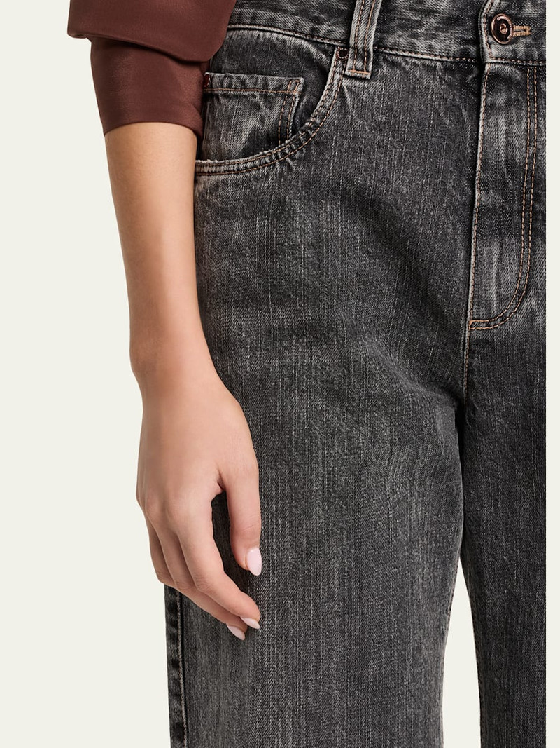 Mid-Rise Straight-Leg Denim Pants 5