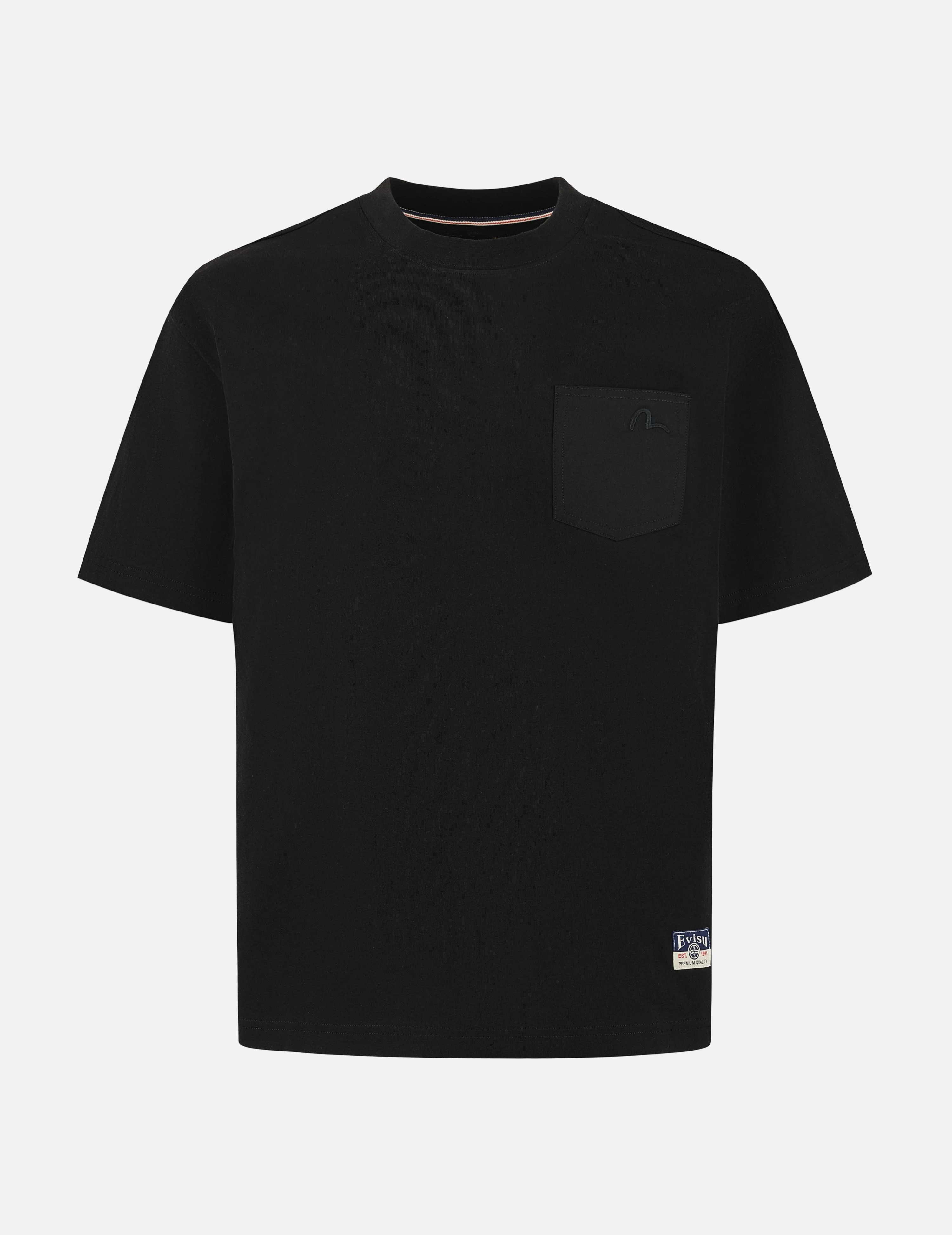 Seagull Embroidery Stitching Pocket Relax Fit T-Shirt - 1