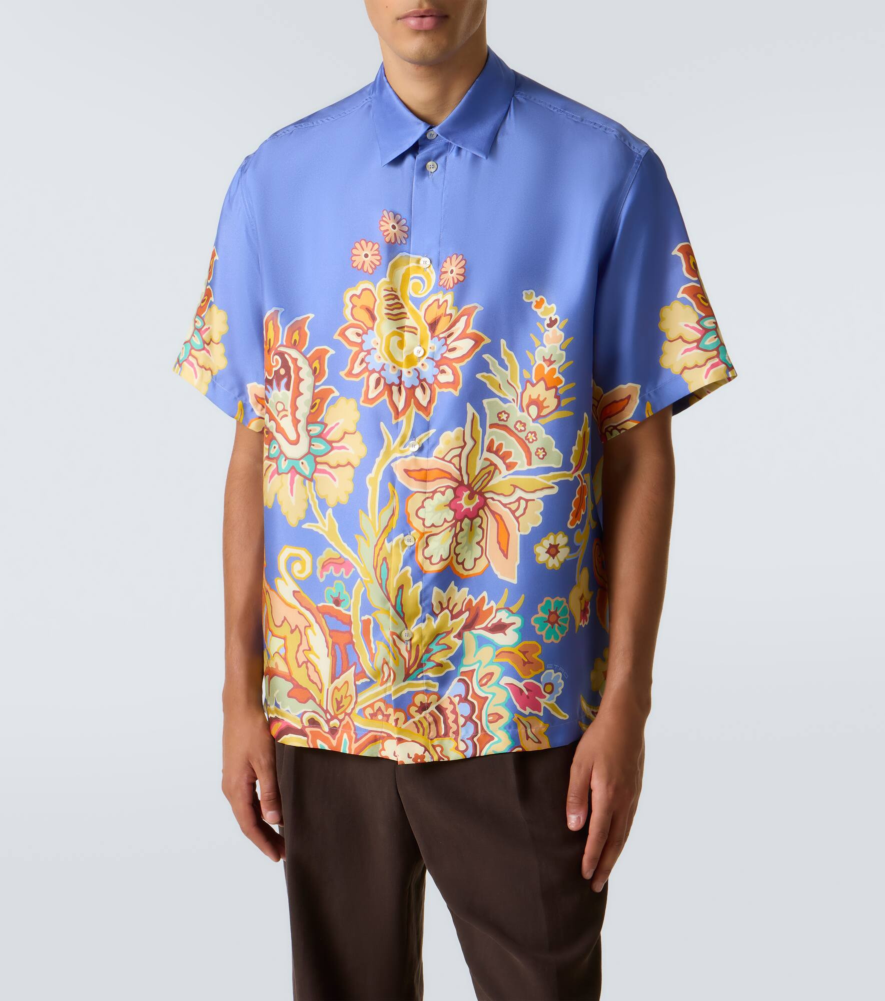 Floral silk bowling shirt - 3