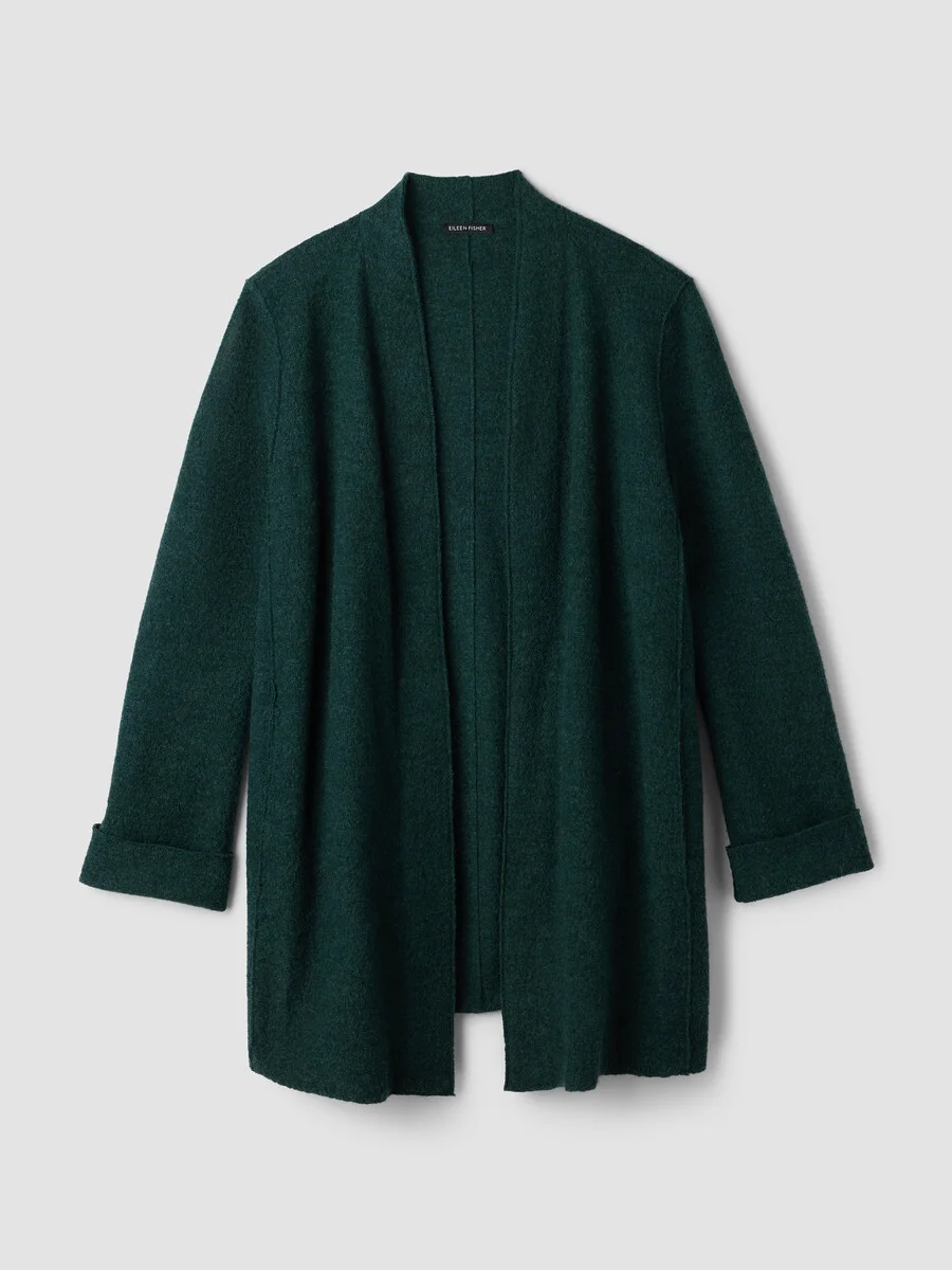Lightweight Boiled Wool High Collar Jacket in Regenerative Wool - 1