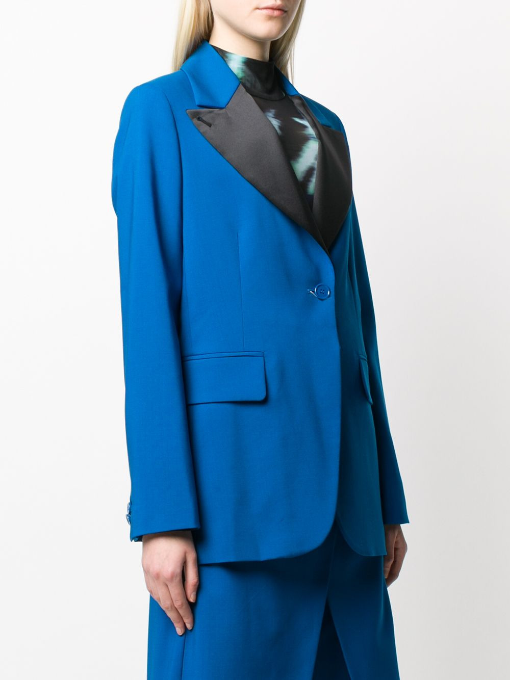 contrast lapel blazer - 3