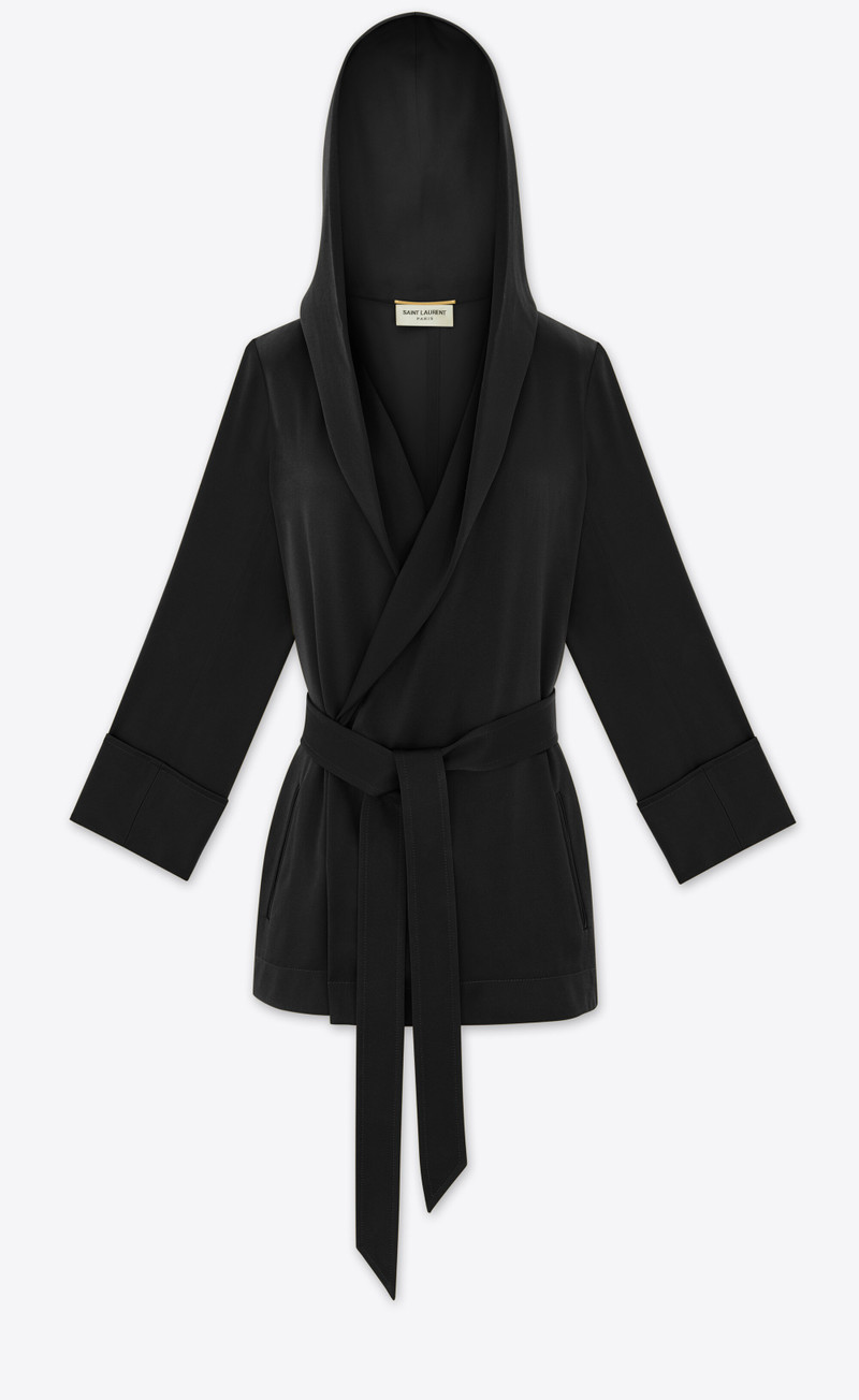 SAINT LAURENT hooded jacket in crepe satin outlook