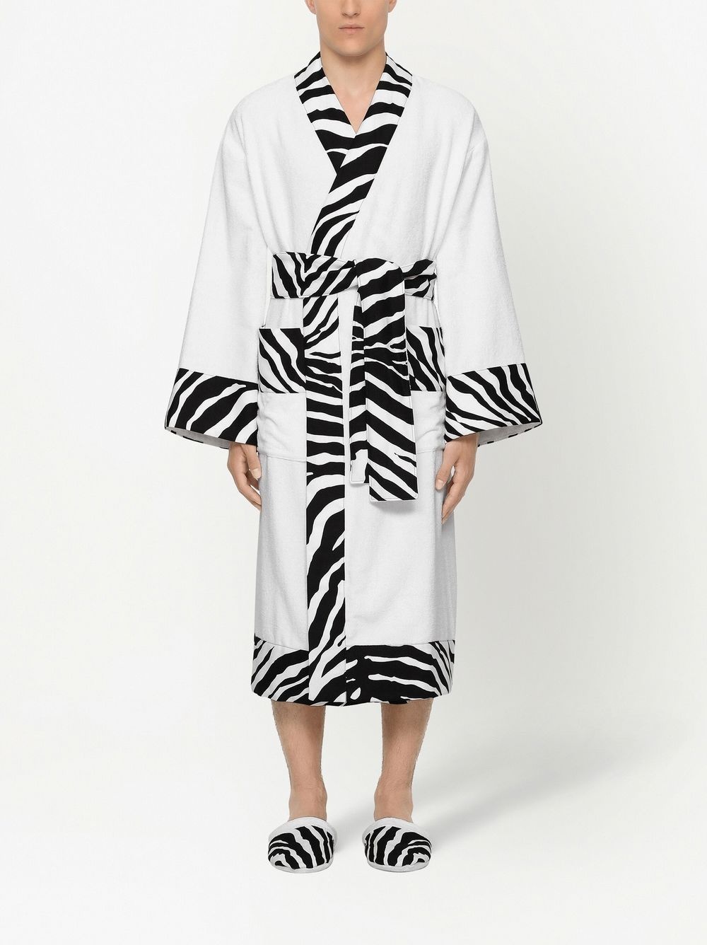 zebra-print cotton bathrobe - 4
