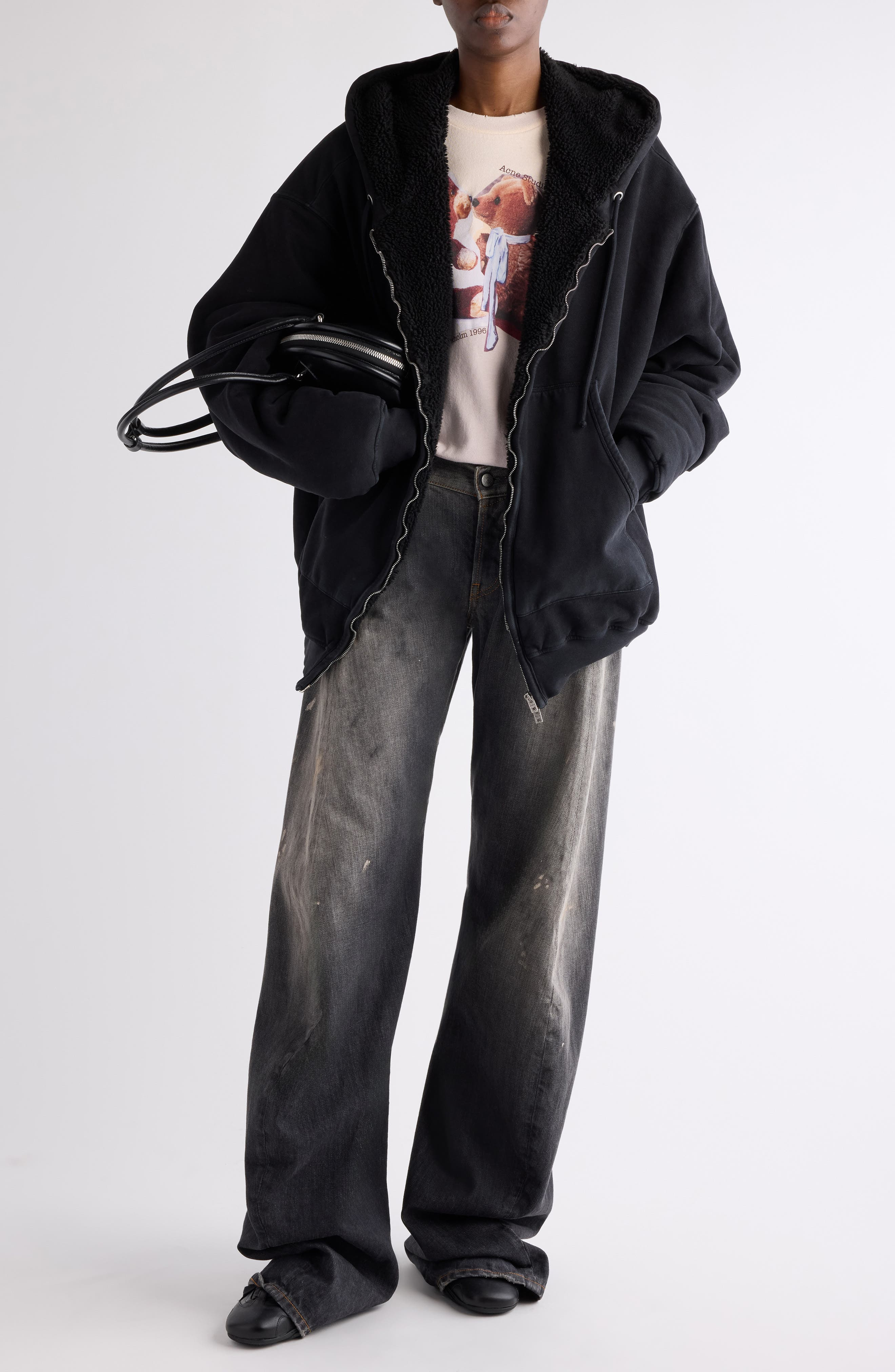 Acne Studios 2023 Black Trafa Paint Splatter Baggy Wide Leg Jeans at Nordstrom - 2