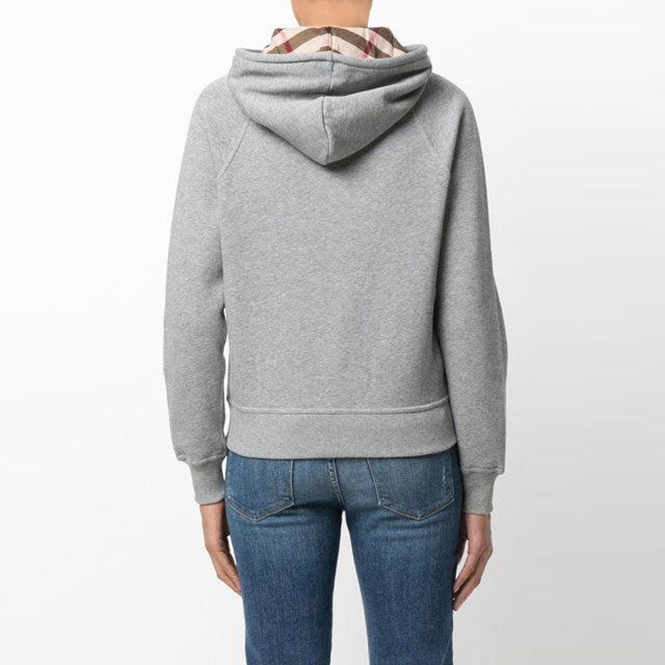 Burberry (WMNS) Burberry Zipper hooded Casual Hoodie 'Gray