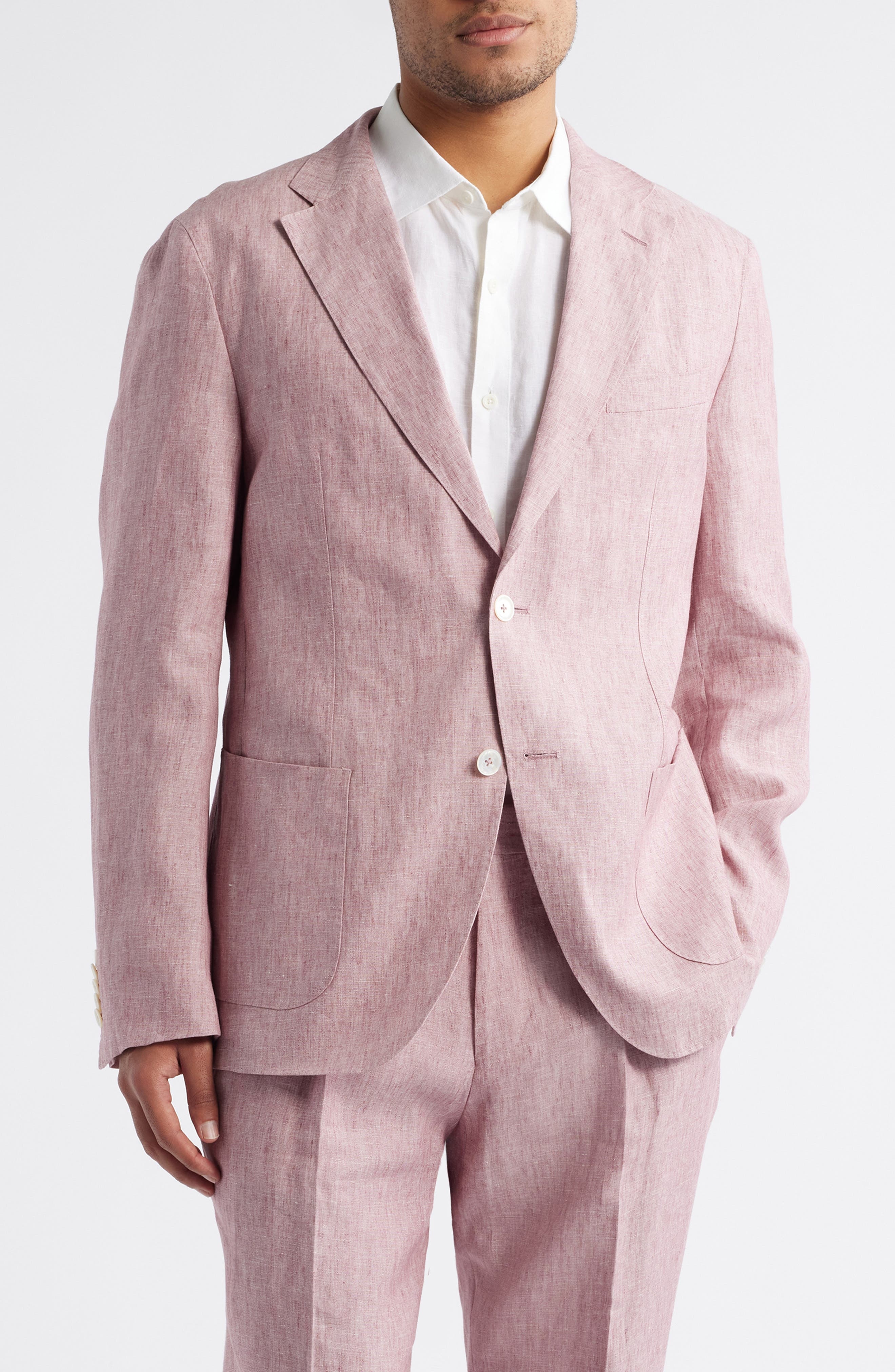BOSS Heston Soft Linen Sport Coat in Dark Pink at Nordstrom - 1