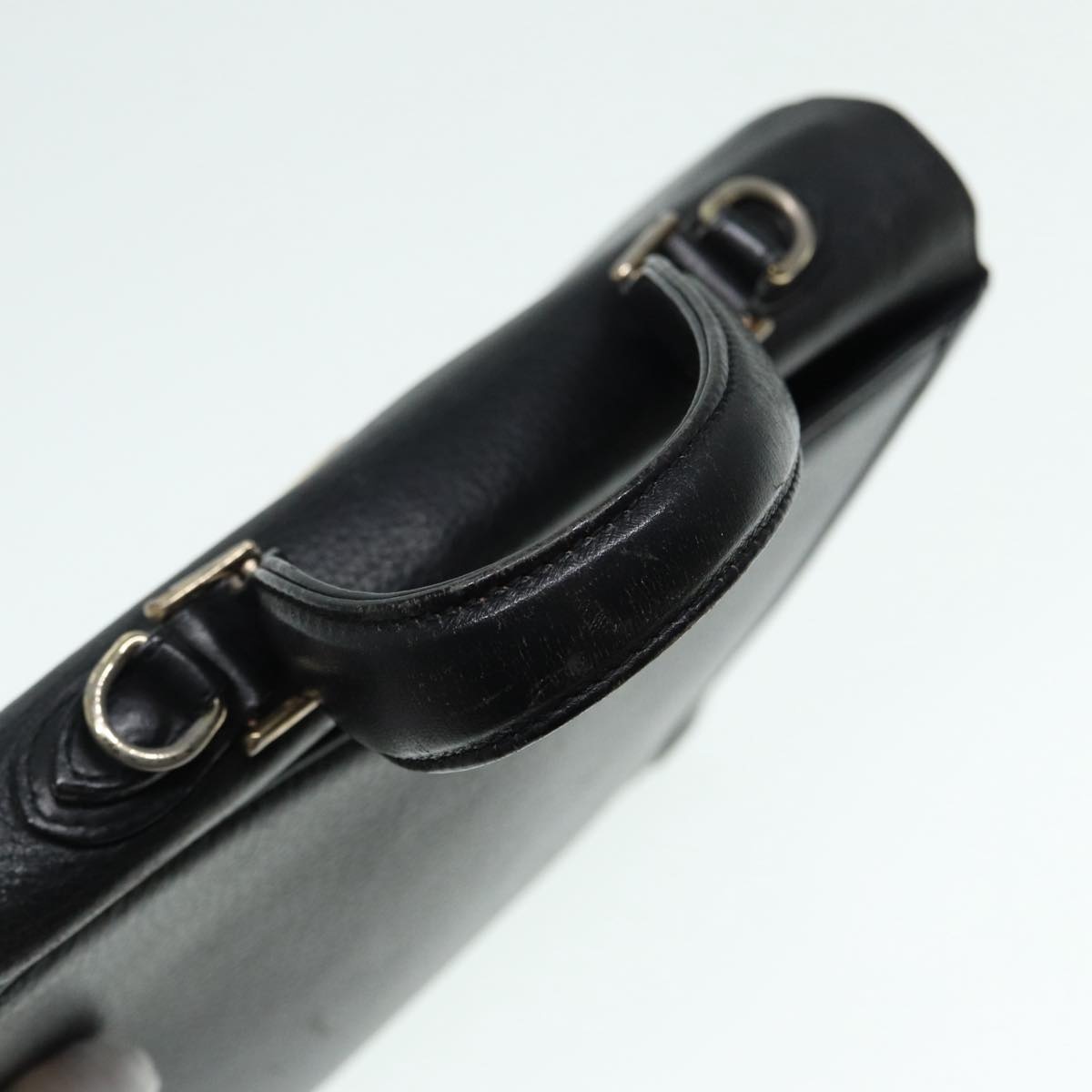 Burberry Hand Bag Leather Black Silver - 7