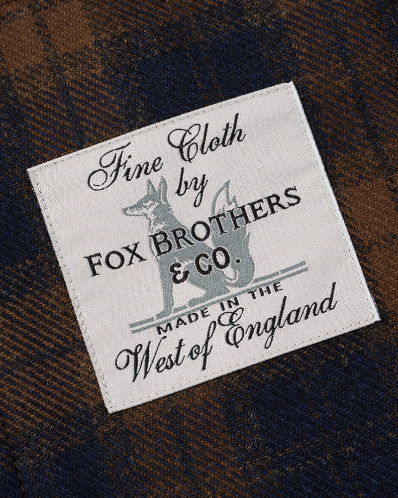 IHDR-434-BOT 14OZ FOX BROTHERS® WOOL CPO SHIRT - BOTTLE BROWN ADMIRAL CHECK 16