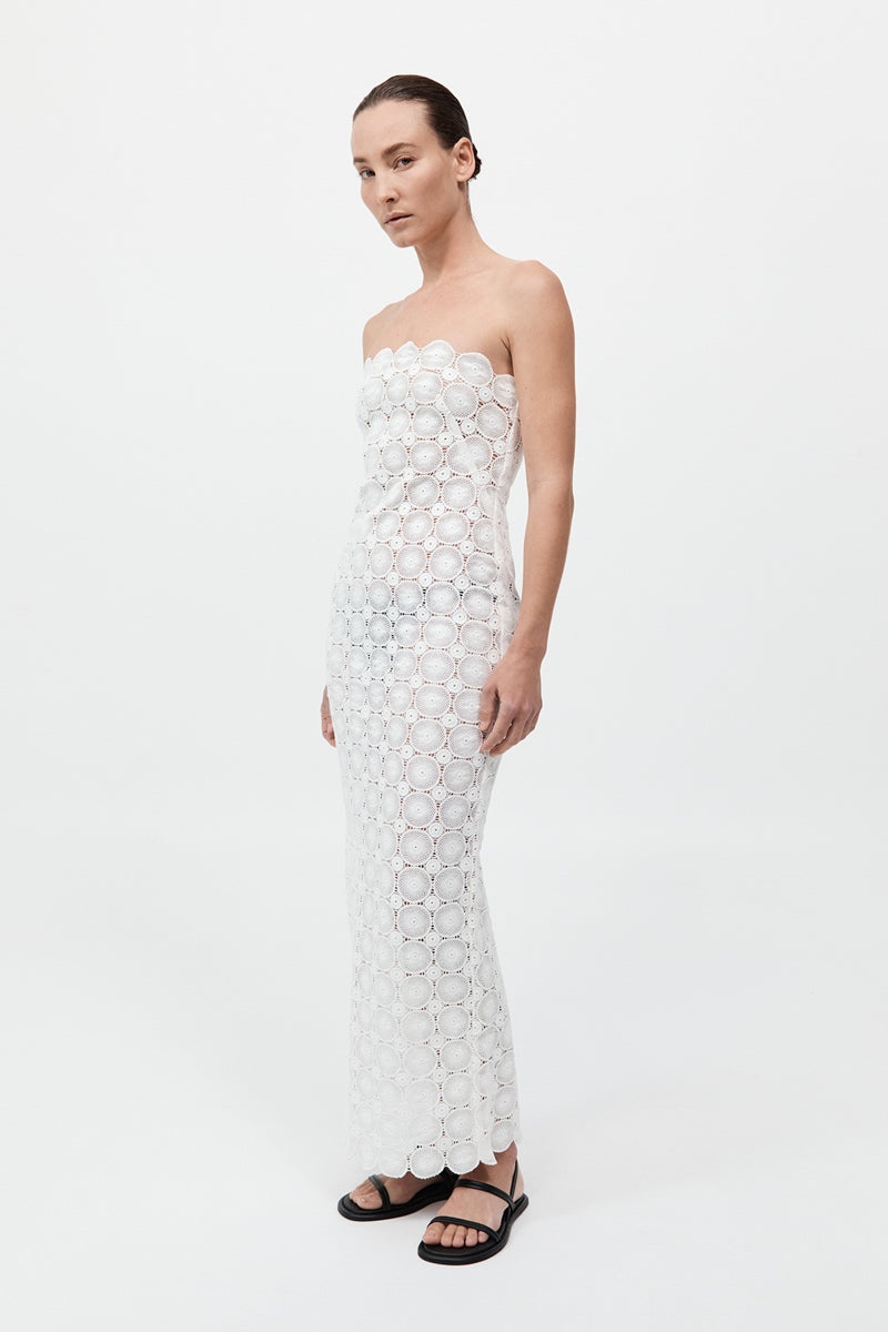 Doily Column Dress - White - 5
