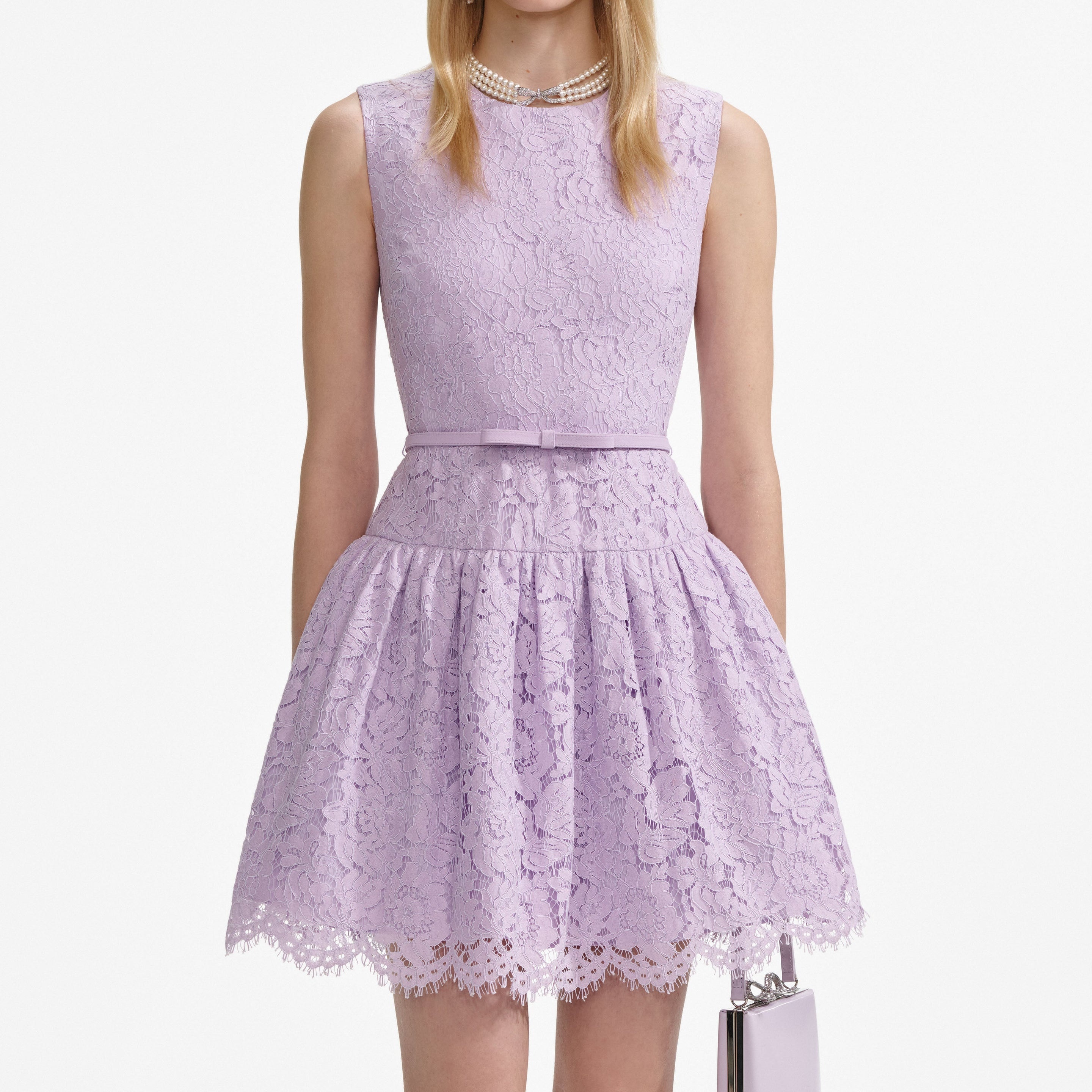 Lilac Lace Sleeveless Mini Dress - 4