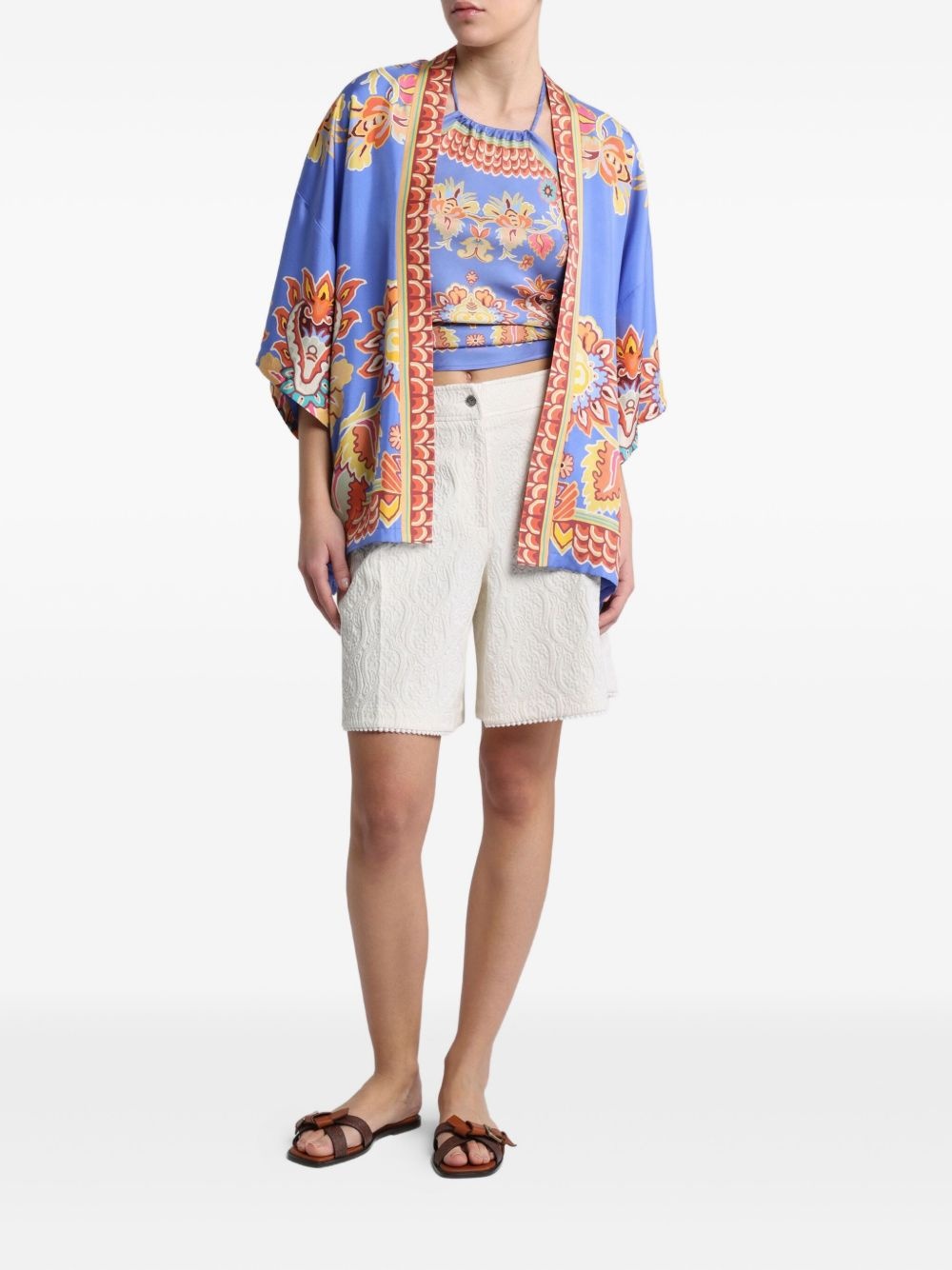 printed silk top - 2