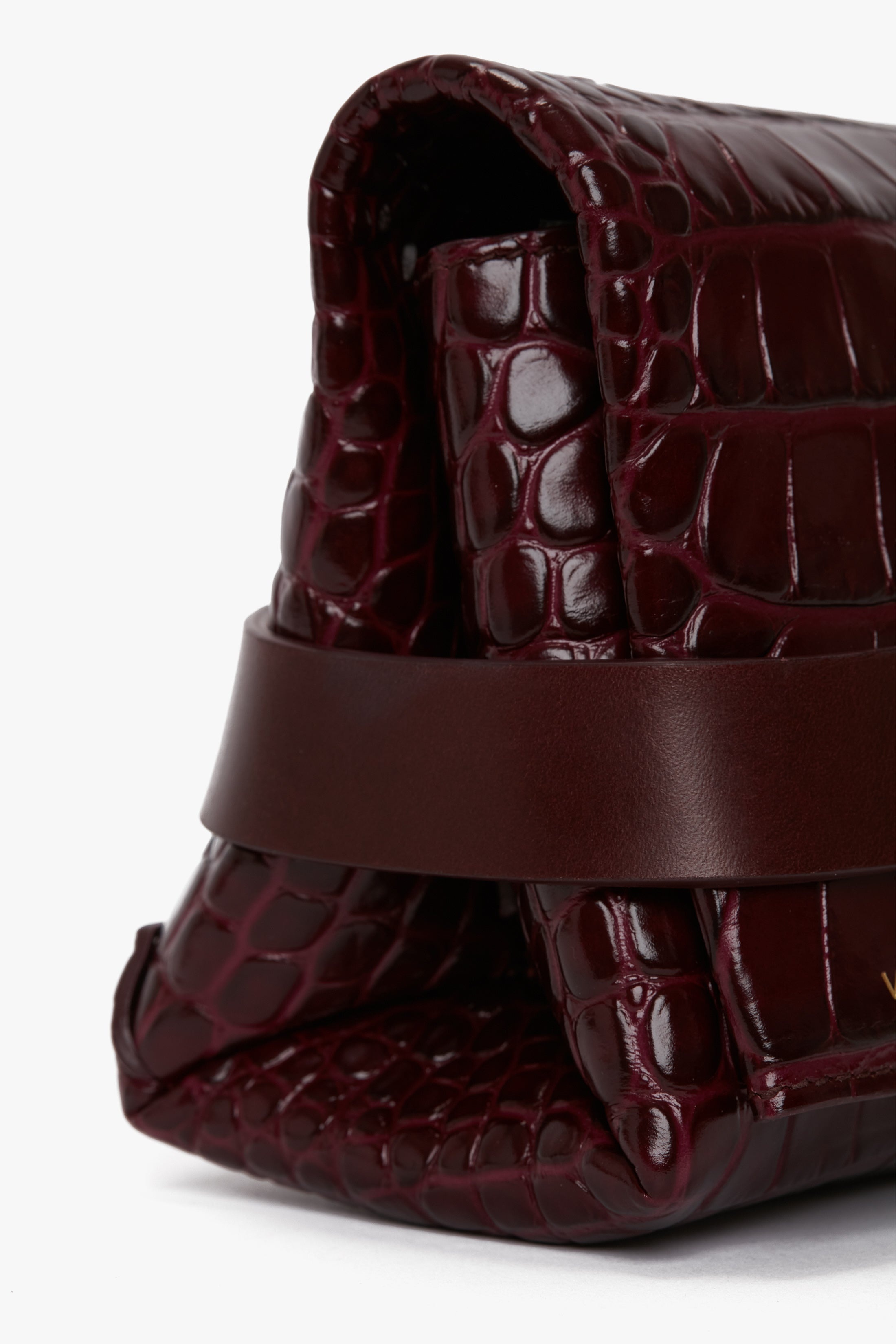 Exclusive Mini B Pouch Bag In Croc Embossed Burgundy Leather - 6
