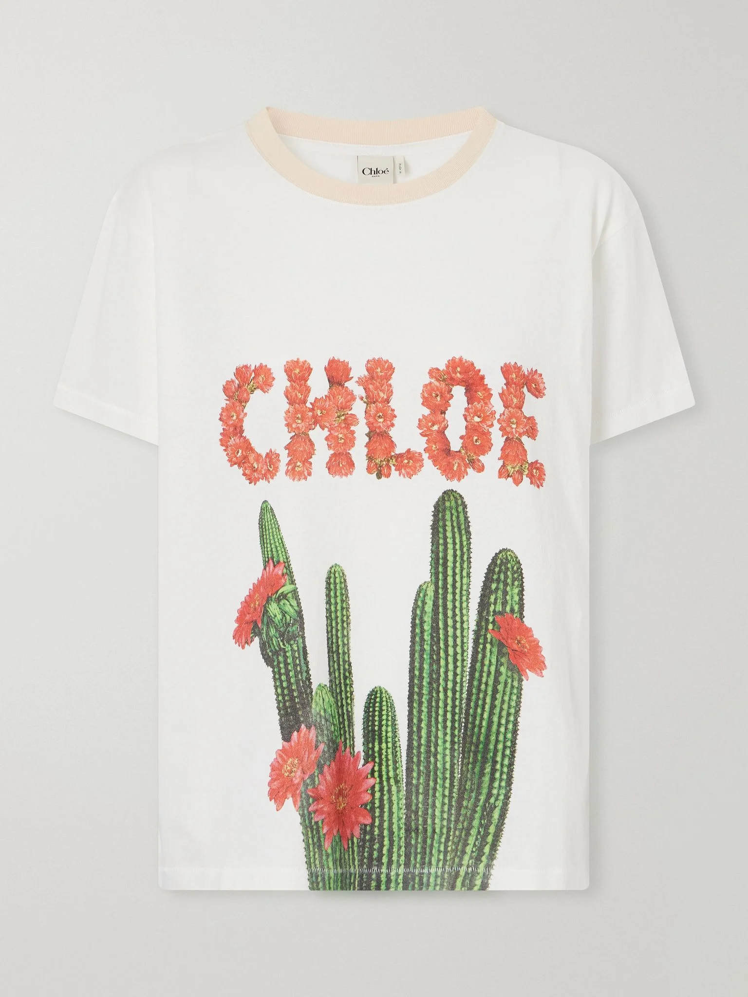 Cactus logo-printed cotton-jersey T-shirt White - 1