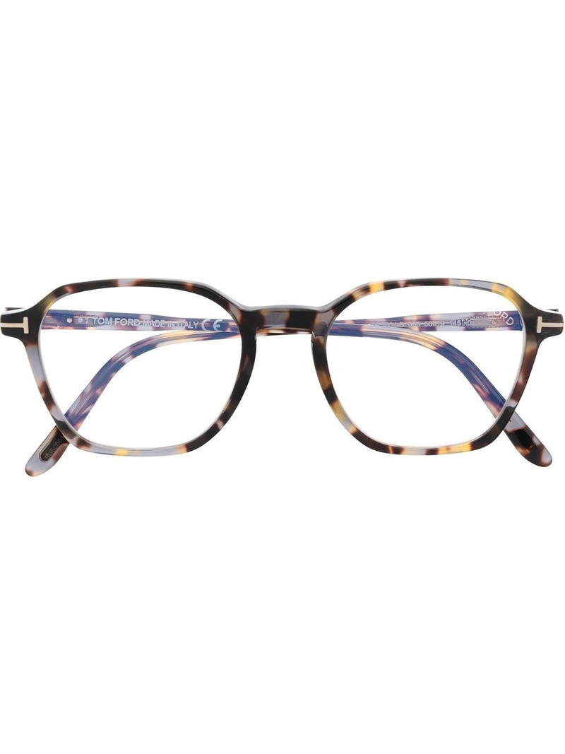 tortoiseshell-effect round-frame glasses 1