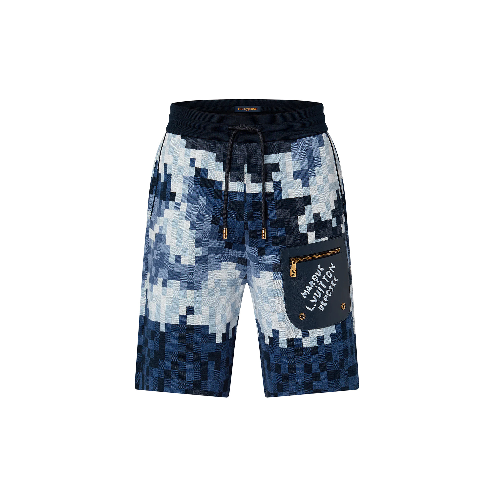 Hybrid Leather And Cotton Damier Shorts - 1