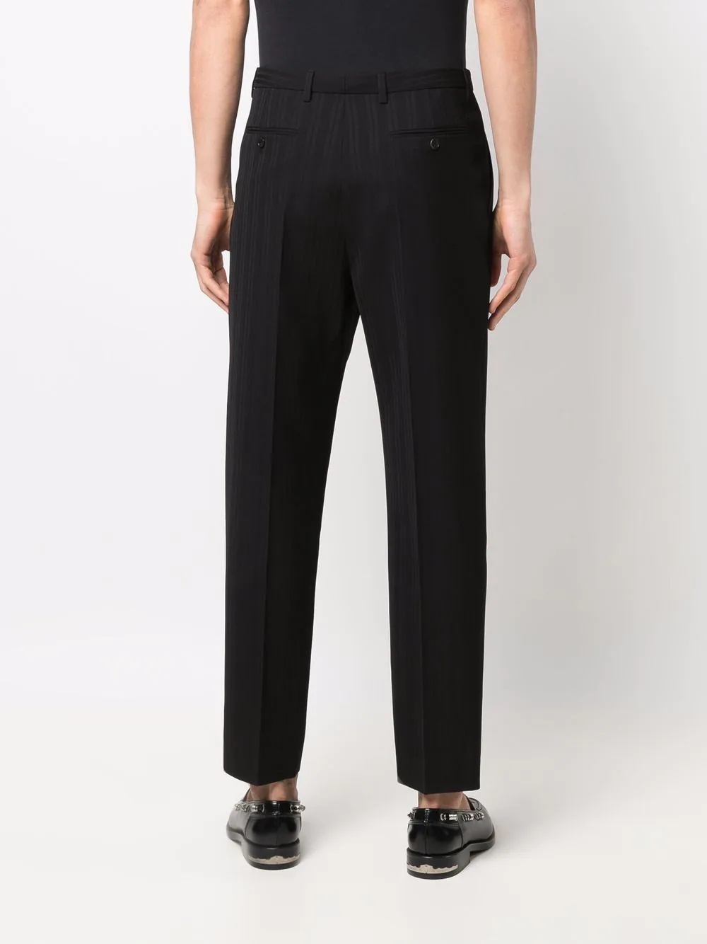 striped straight-leg silk trousers - 4