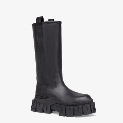 FENDI Black leather boots outlook