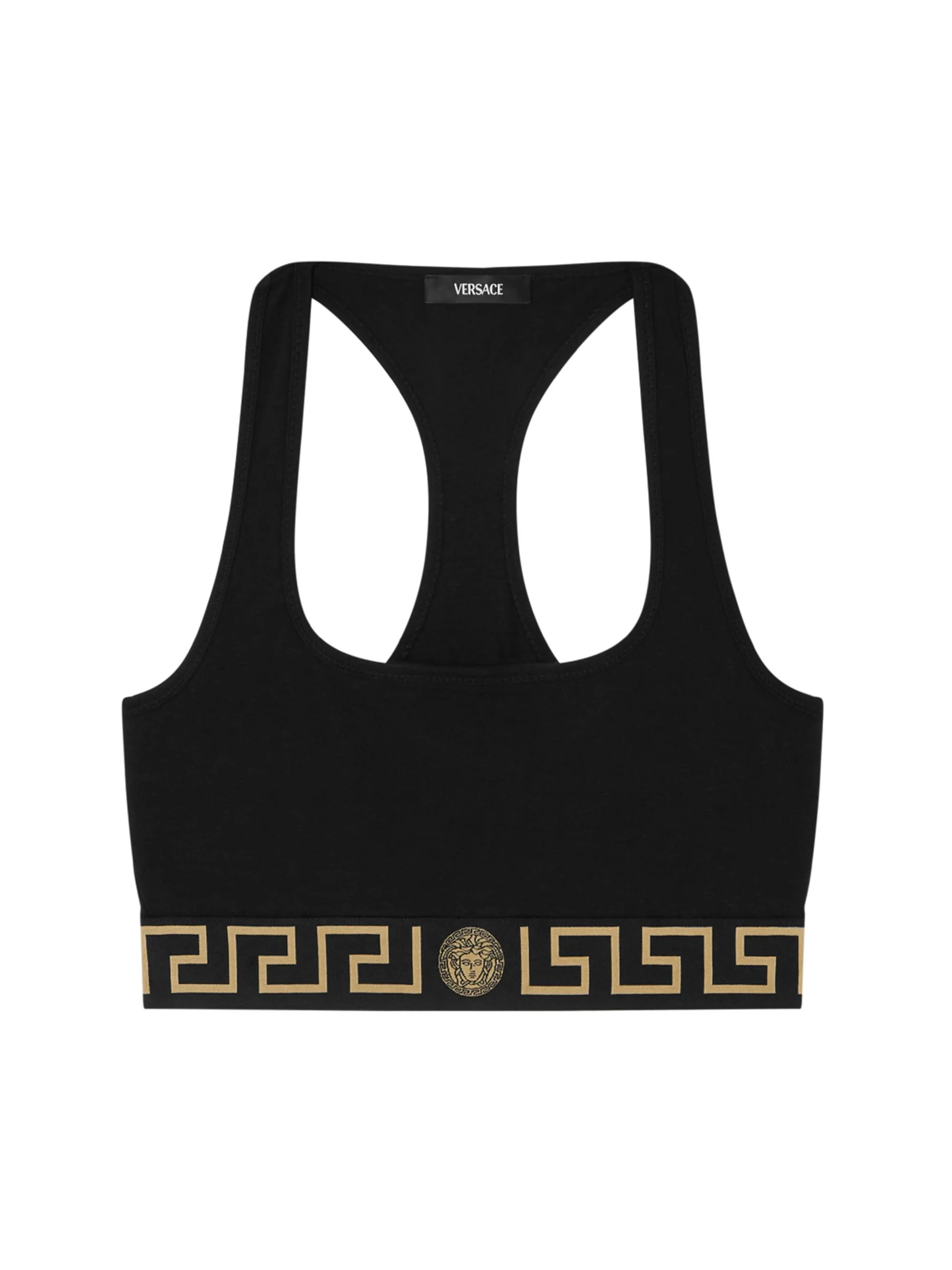 Women's Greek Key Sports Bra - Black - 1