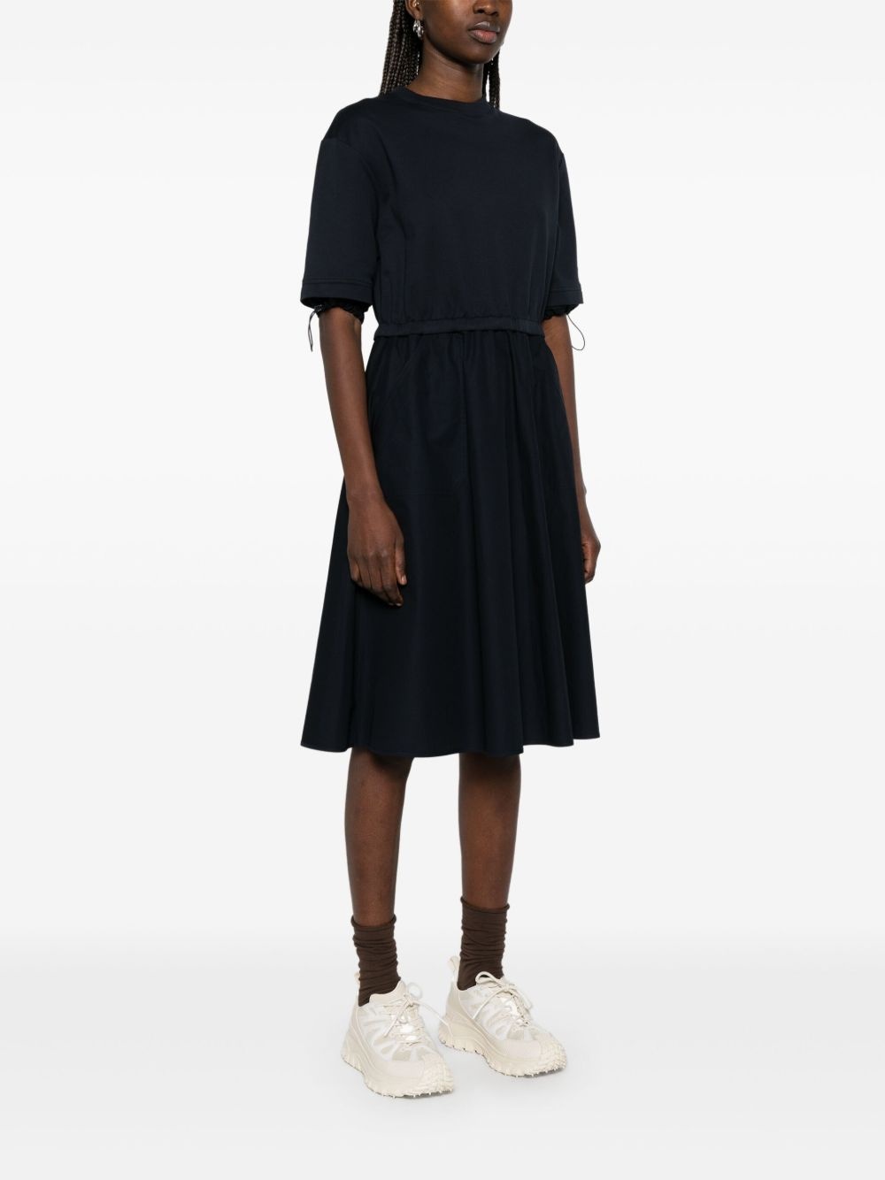 ワンピース MONCLER COTTON MIDI DRESS Moncler Satin and Cotton Midi Dress Black Moncler