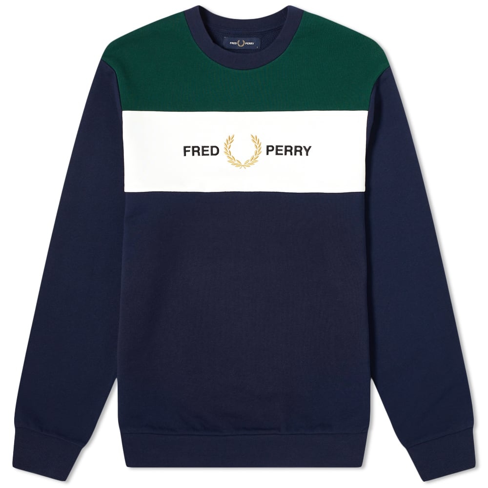 Fred Perry Authentic Embroidered Logo Panel Crew Sweat - 1