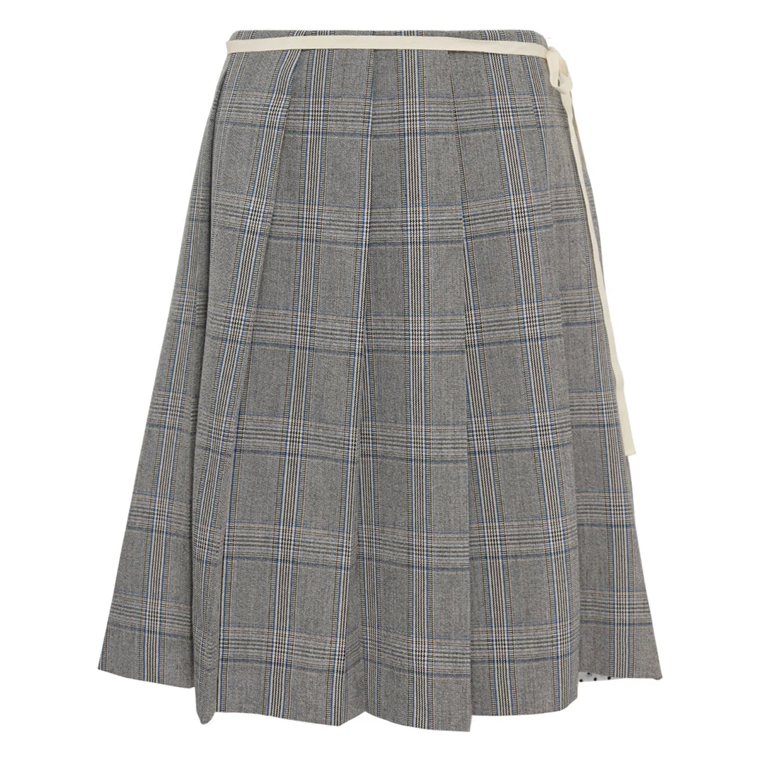 Gray Check Wrap Skirt - 1