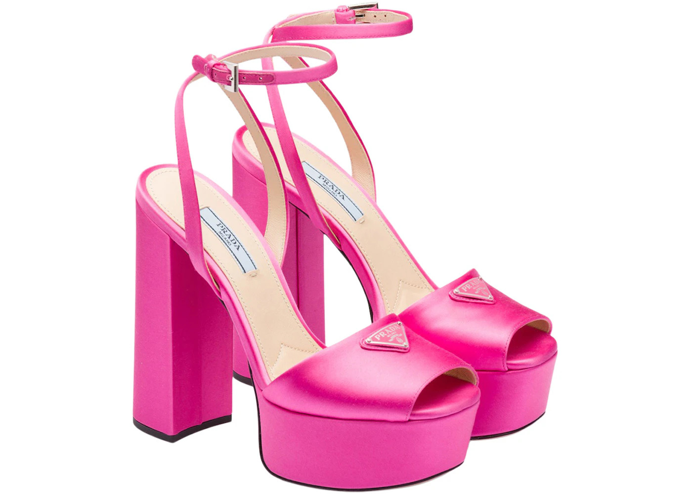 Prada 135mm Platform Sandals Begonia Pink Satin - 2