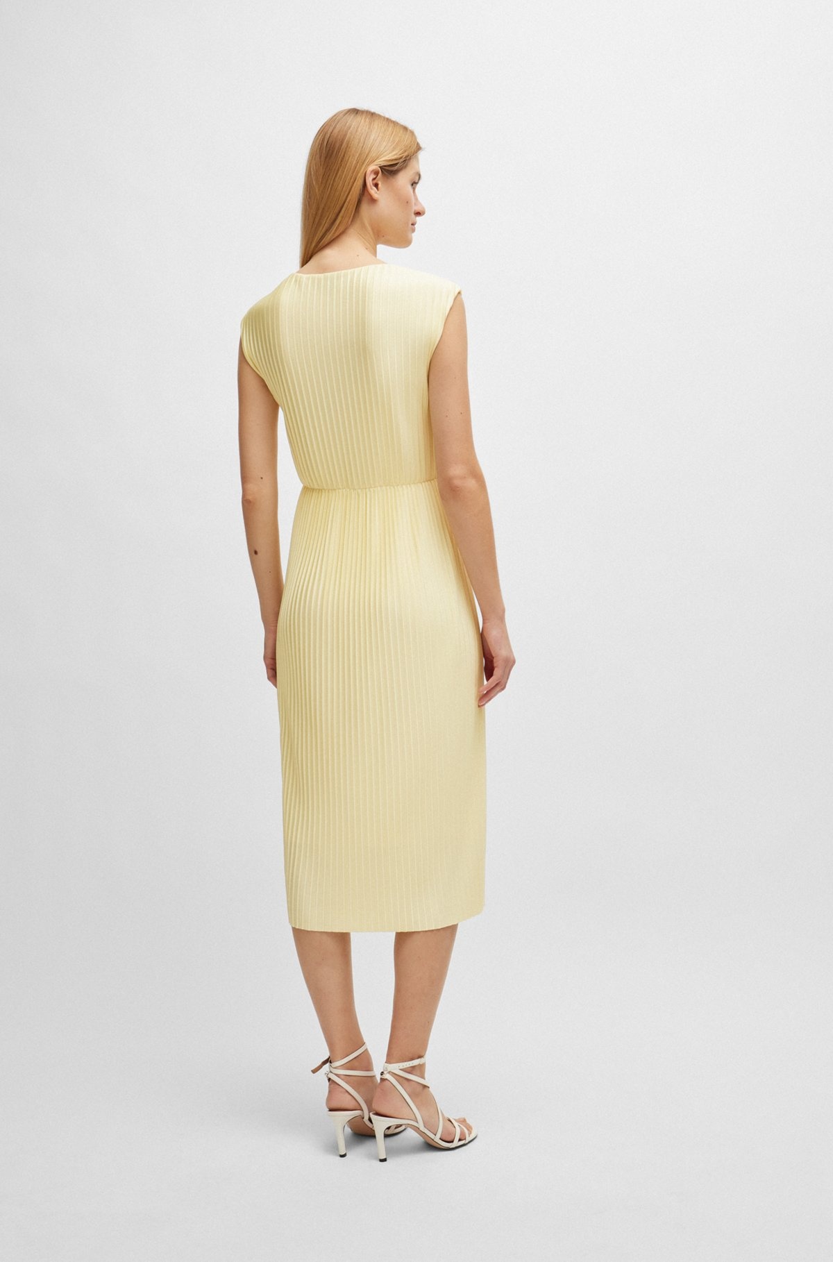 SLEEVELESS DRESS IN HIGH-SHINE PLISSÉ FABRIC - 5
