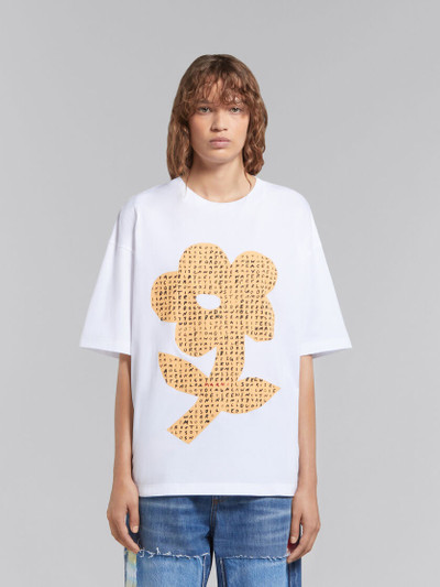 Marni WHITE ORGANIC COTTON T-SHIRT WITH WORDSEARCH FLOWER PRINT outlook