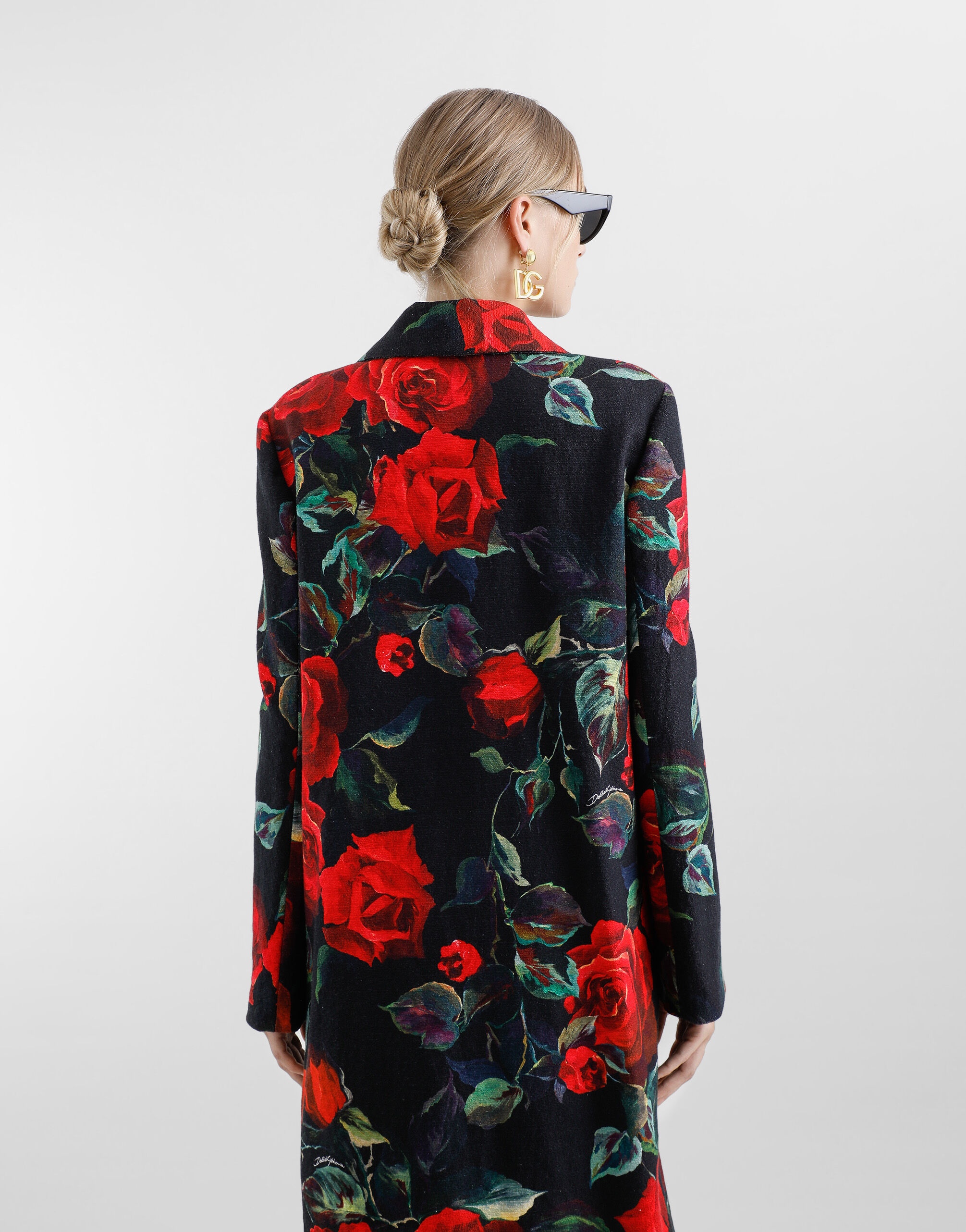 Single-breasted rose-print cotton jacquard coat - 6
