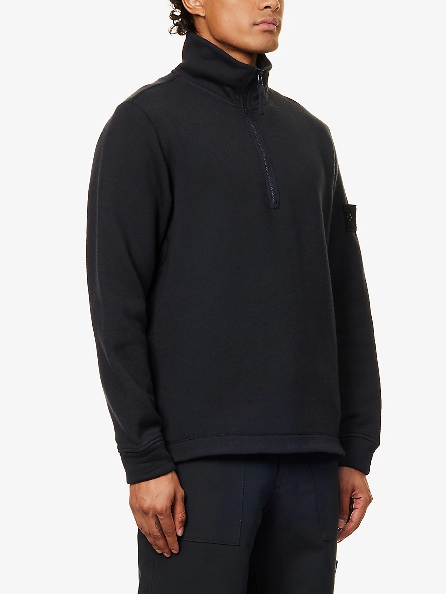 Stone Island Ghost half-zip wool and cotton-blend sweatshirt