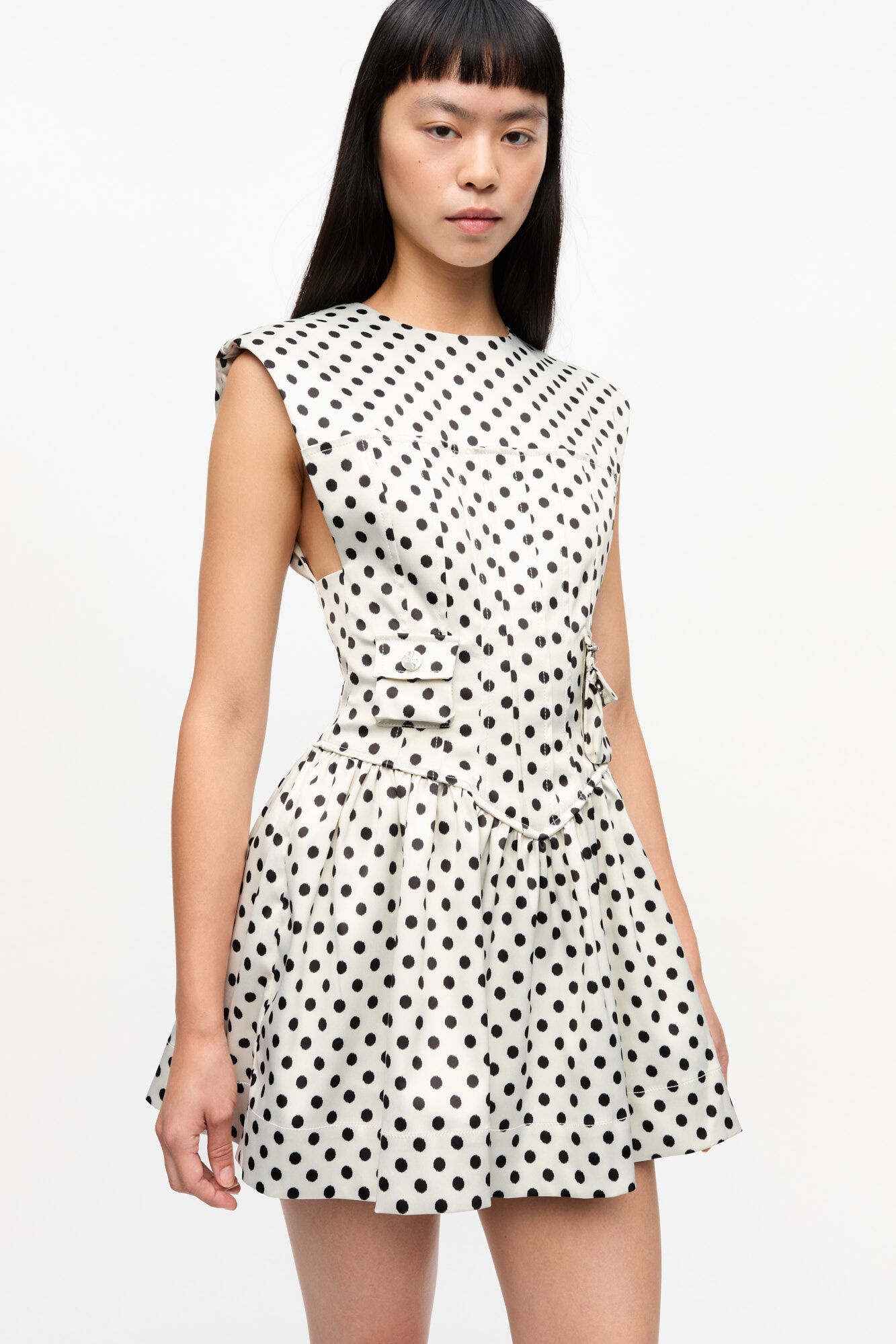 POLKA-DOT SATIN CORSET MINI DRESS - 5