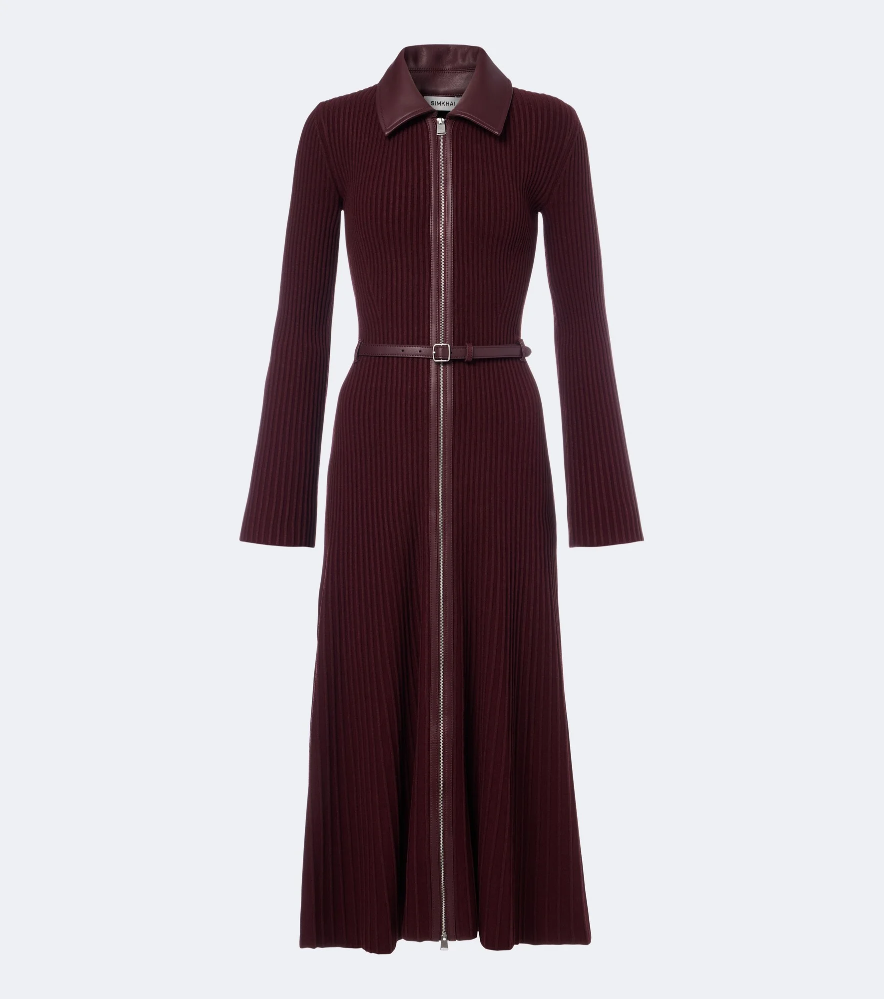 Ismelle belted ribbed-knit shirt dress - 1
