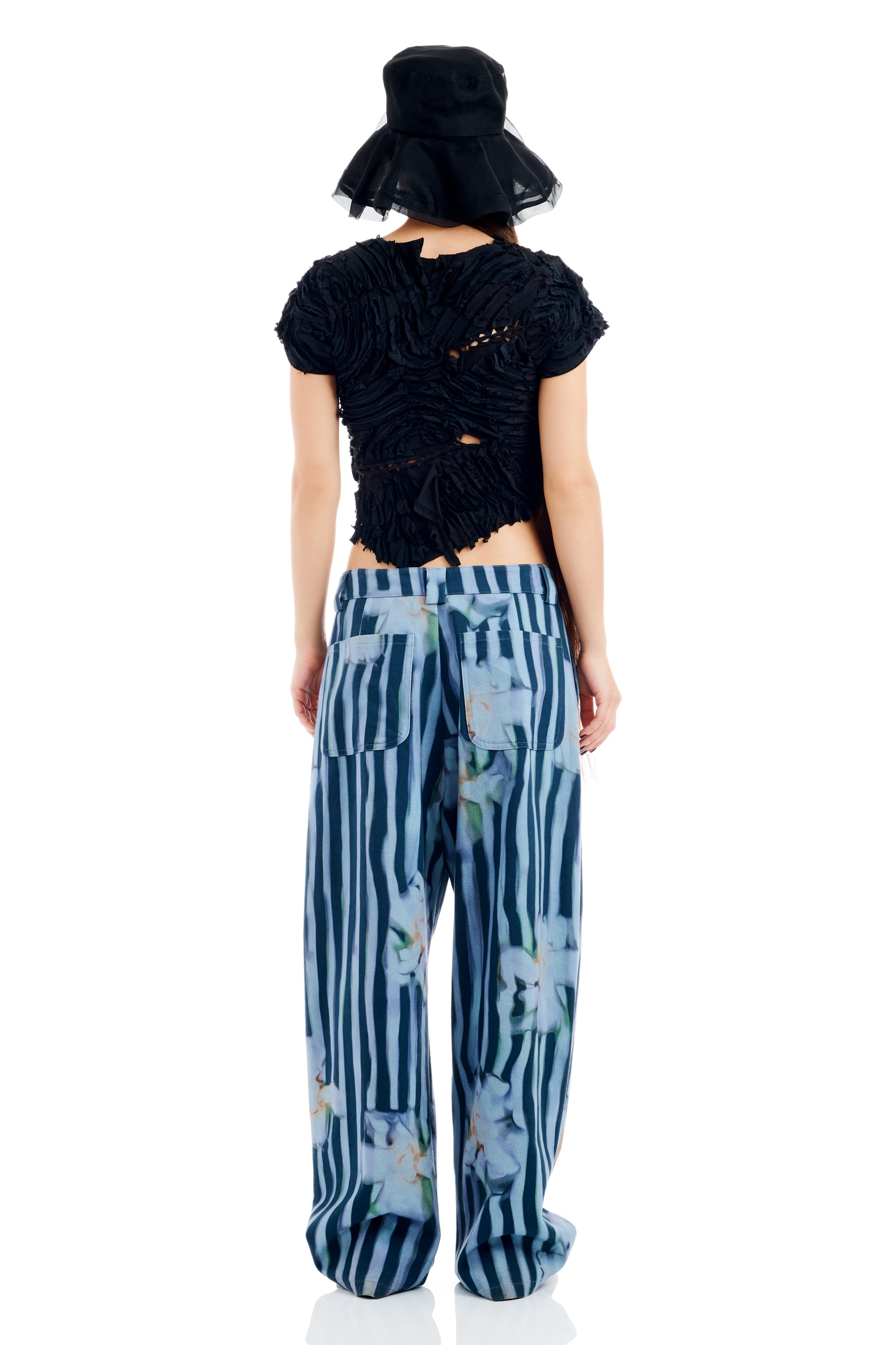WAVY NAVY FLOWER STRIPE CATCHFLY PANT - 11